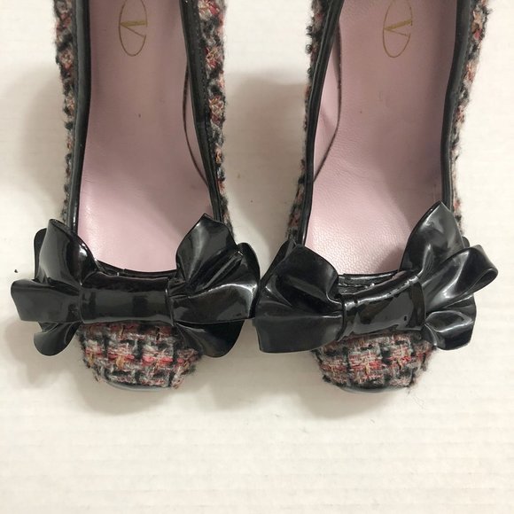 RED Valentino patent bow & tweed heels - Picture 8 of 12